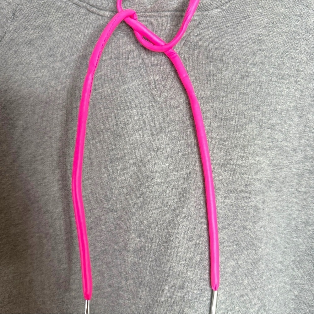 NEW MOTHER THE COCOON Oversized Hoodie Gray with Neon Pink Drawstrings SMALL - Picture 8 of 12